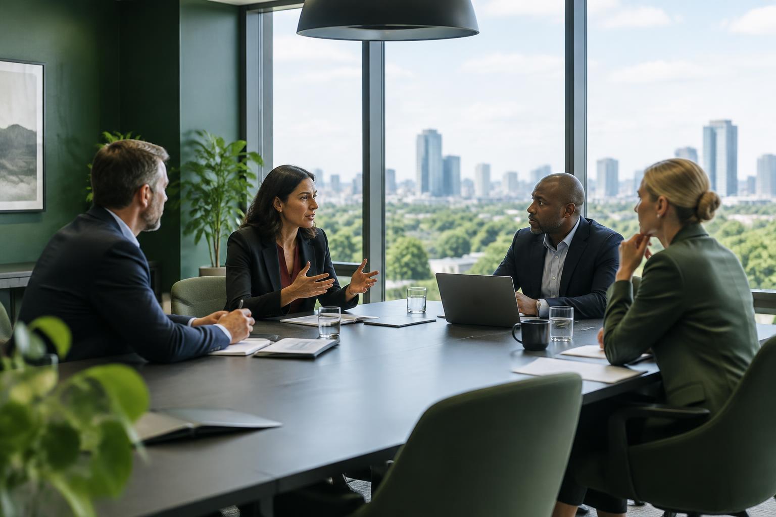 Business leaders aligning priorities around a conference table